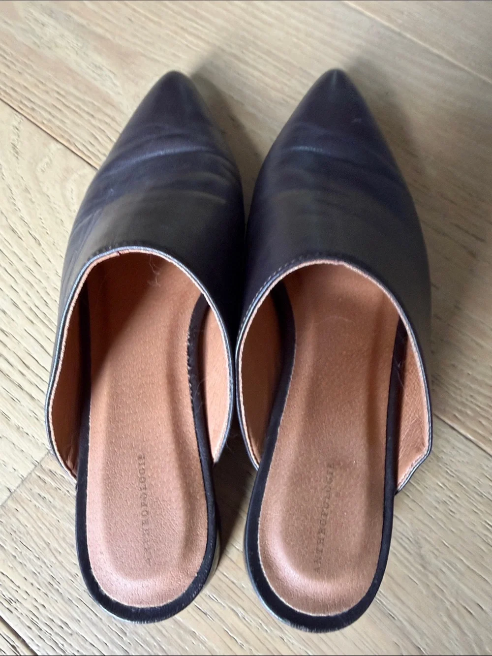 Anthropologie Women’s  Pointed Leather Mules in Dark Brown